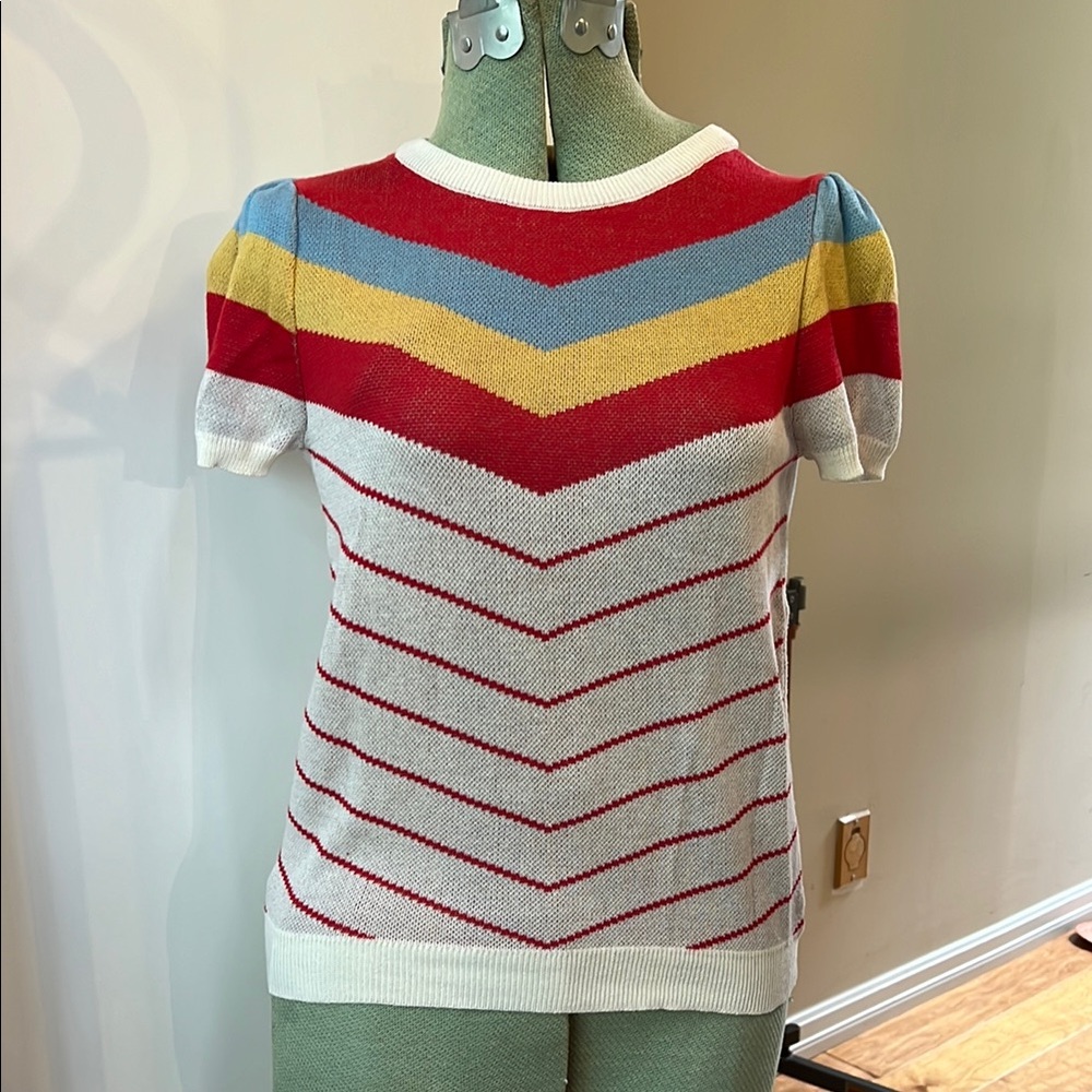 ModCloth Red and Yellow Knit t-shirt Sweater retro